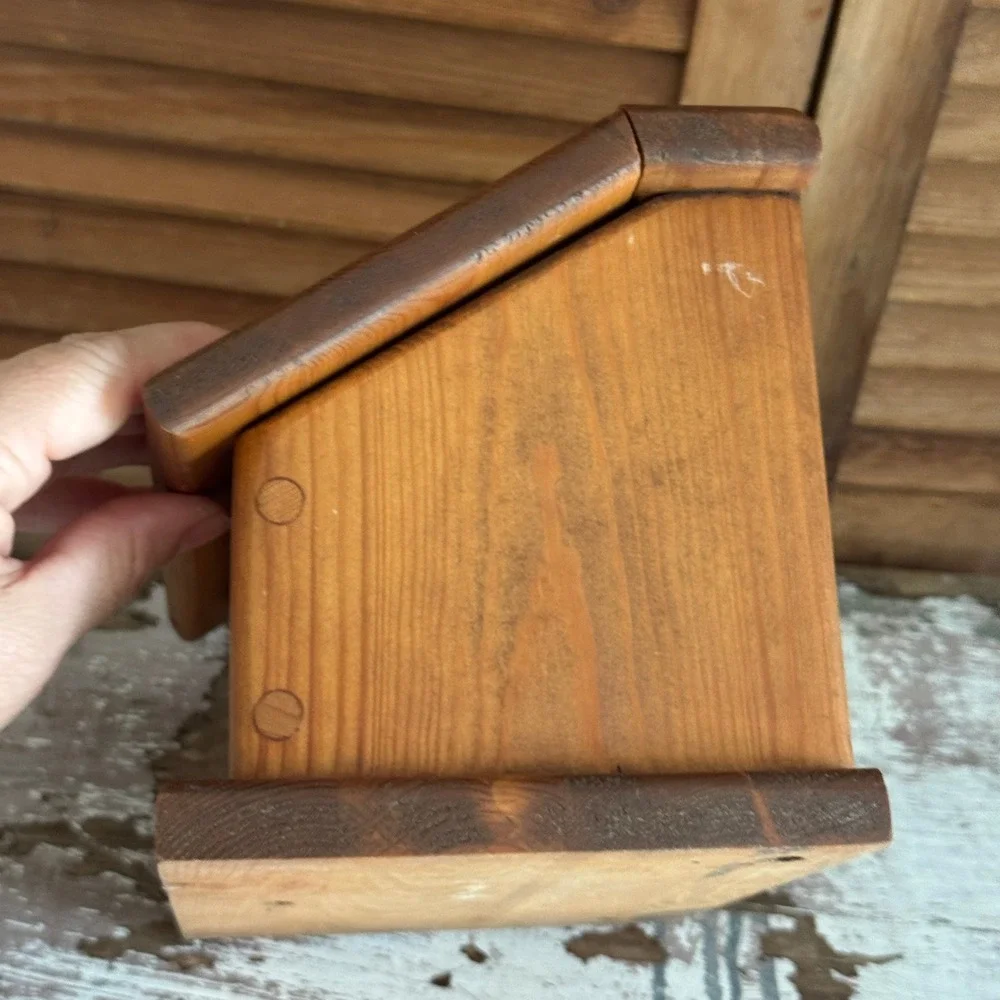 Amish Made Wooden Recipe Box Wood Burned Rose Flower Pine Farmhouse Cottagecore